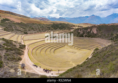 Tourists visiting Moray in Peru Stock Photo