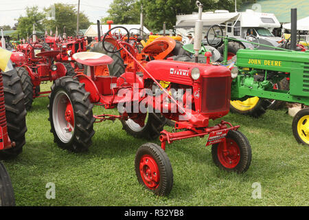 Tractor- 1948 International Harvester McCormick Farmall model Cub. Canfield Fair. Mahoning County Fair. Canfield, Youngstown, Ohio, USA. Stock Photo