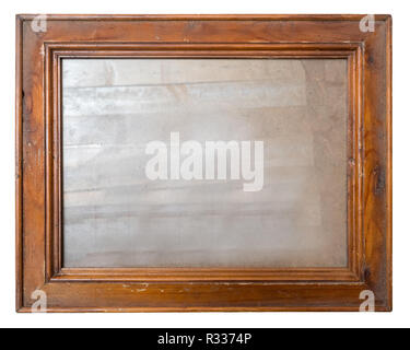 rustic lacquered picture poster frame with glass isolated on white background. Stock Photo