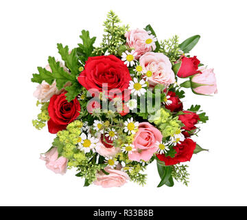bouquet with various. roses and wild strawberries Stock Photo