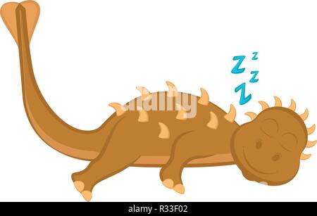 Cute dinosaur cartoon character sleeping Stock Vector