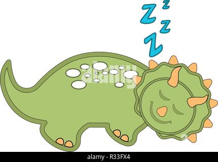 Cute dinosaur cartoon character sleeping Stock Vector