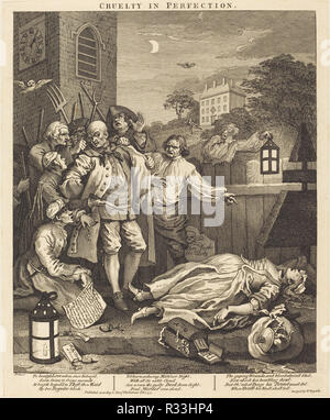 Cruelty in Perfection. Dated: 1751. Medium: etching and engraving. Museum: National Gallery of Art, Washington DC. Author: William Hogarth. Stock Photo