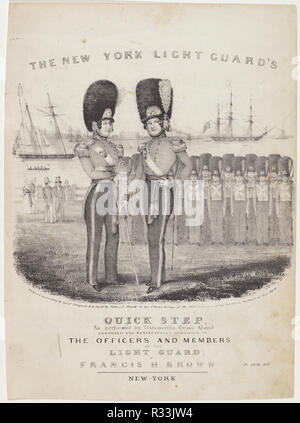 The New York Light Guard's Quick Step: As Performed by Dodworth's Brass Band. Composed and Respectfully Dedicated to the Officers and Members of the Light Guard; by Francis H. Brown. Dated: 1839. Dimensions: image: 27.94 × 24.13 cm (11 × 9 1/2 in.)  sheet: 33.97 × 24.77 cm (13 3/8 × 9 3/4 in.). Medium: lithograph in black on wove paper. Museum: National Gallery of Art, Washington DC. Author: Nathaniel Currier. Stock Photo