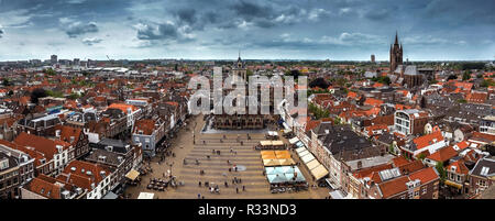 The town of Delft, Holland.  View from above, Europe Stock Photo