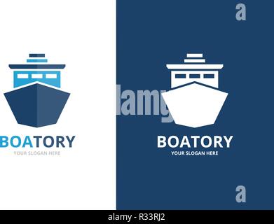 Vector ship logo combination. Boat symbol or icon. Unique yacht logotype design template. Stock Vector