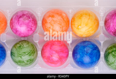 colorful easter eggs in packaging Stock Photo