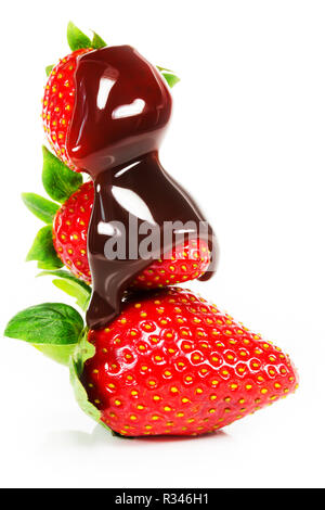 strawberries with chocolate Stock Photo