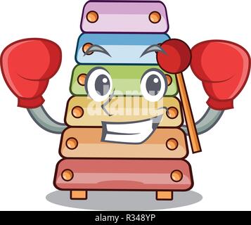 Boxing xylophone classic music sound sign cartoon Stock Vector
