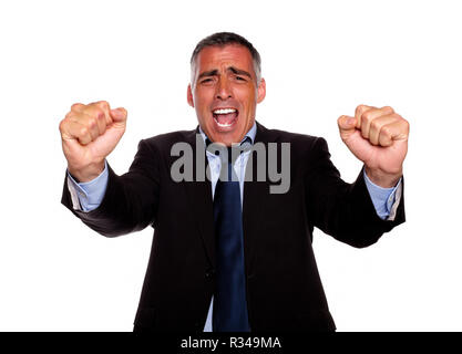 Photo Of Positive Astonished Person Arms Touch Head Open Mouth Isolated 