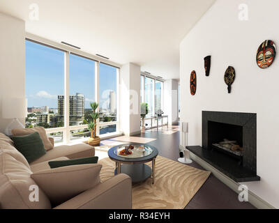 modern apartment with beautiful views of the city Stock Photo