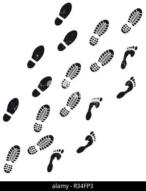 three footprints Stock Photo