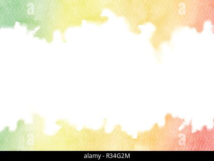 Hand painted rainbow watercolor texture frame isolated on white background. Rectangular vector border template for cards and wedding invitations of gr Stock Vector