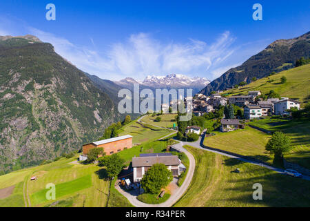 Alpine village in Switzerland, Viano near Poschiavo Stock Photo