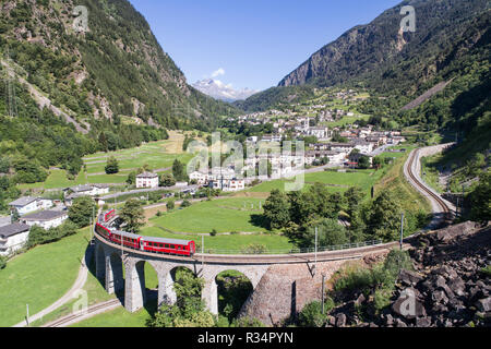 Viaduct of Brusio, Unesco Heritage in Val Poschiavo, Switzerland Stock Photo