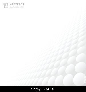 Abstract 3d circles pattern texture repeating gradient white and gray perspective background with copy space. Vector illustration Stock Vector