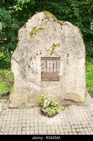 War memorial sculpture to the soldiers of the 80th U.S. Infantry Division killed crossing the river Sauer, near Echternach, Grevenmacher, Luxembourg Stock Photo