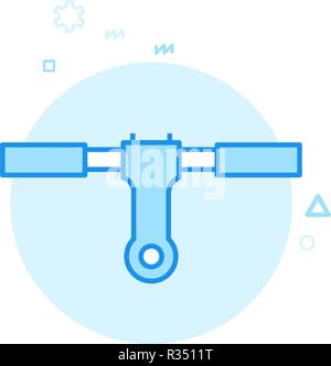 Bike or Bicycle Handlebar Flat Vector Icon, Symbol, Pictogram, Sign. Blue Monochrome Design. Editable Stroke Stock Vector