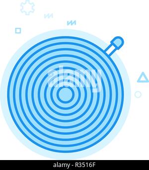Bike or Bicycle Inner Tube or Tire Flat Vector Icon, Symbol, Pictogram, Sign. Blue Monochrome Design. Editable Stroke Stock Vector