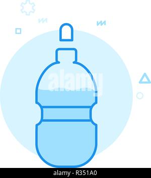 Bike or Bicycle Water Bottle Flat Vector Icon, Symbol, Pictogram, Sign. Blue Monochrome Design. Editable Stroke Stock Vector