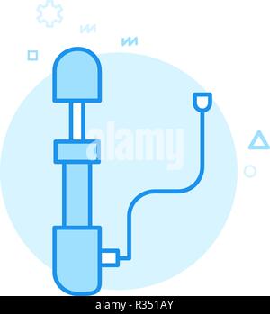 Bike or Bicycle Air Pump Flat Vector Icon, Symbol, Pictogram, Sign. Blue Monochrome Design. Editable Stroke Stock Vector