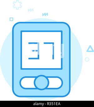Bike or Bicycle Computer Flat Vector Icon, Symbol, Pictogram, Sign. Blue Monochrome Design. Editable Stroke Stock Vector