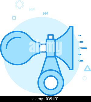 Bike or Bicycle Horn Flat Vector Icon, Symbol, Pictogram, Sign. Blue Monochrome Design. Editable Stroke Stock Vector