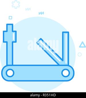 Bike or Bicycle Tools, Multitool Flat Vector Icon, Symbol, Pictogram, Sign. Blue Monochrome Design. Editable Stroke Stock Vector