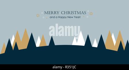 christmas greeting card with fir forest landscape vector illustration EPS10 Stock Vector