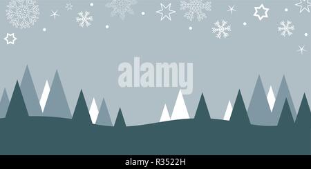 winter christmas landscape background with firs and snow vector illustration EPS10 Stock Vector