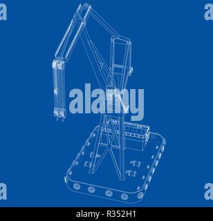 Floating crane. Vector Stock Vector