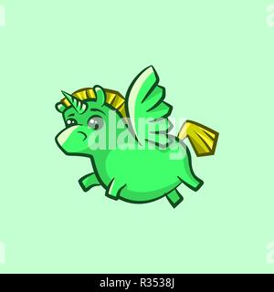 Vector image of a unicorn with wings in a children's style Stock Vector