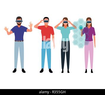 Set of people using Virtual reality avatar collection vector illustration graphic design Stock Vector