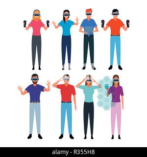 Set of people using Virtual reality avatar collection vector illustration graphic design Stock Vector