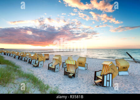 sunset on the beach - baltic sea Stock Photo