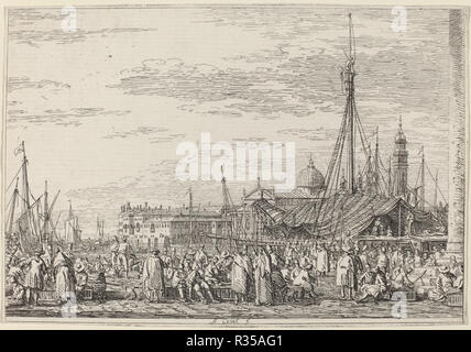 The Market on the Molo. Dated: c. 1735/1746. Medium: etching. Museum: National Gallery of Art, Washington DC. Author: CANALETTO. Stock Photo