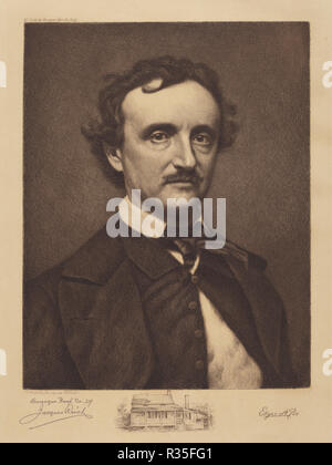 Edgar Allen Poe. Medium: etching. Museum: National Gallery of Art, Washington DC. Author: Jacques Reich. Stock Photo