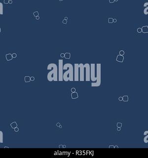 Icon outline of people seamless pattern. Simple vector illustration. Dark blue background. Stock Vector