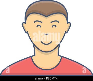 Male avatar profile flat icon isolated on white background Stock Vector