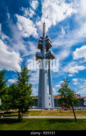 The Žižkov Television Tower in Prague is an example of high-tech architecture Stock Photo