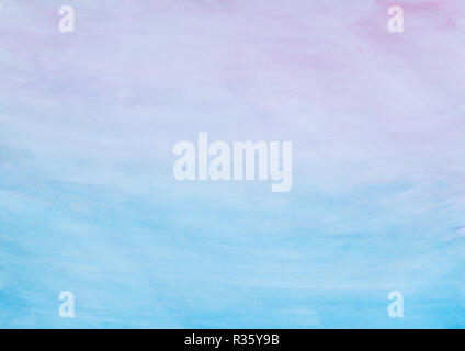 Abstract pink and blue watercolor gradient fill background with watercolour stains and paper texture. Stock Photo