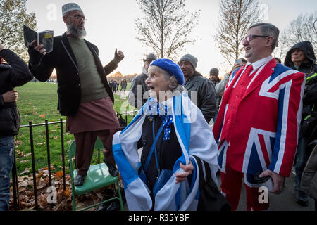 Speakers’ Corner, the public speaking north-east corner of Hyde Park. Stock Photo