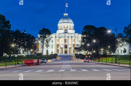 Alabama State Capitol in Montgomery at Night Stock Photo