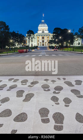 Alabama State Capitol in Montgomery at Night Stock Photo