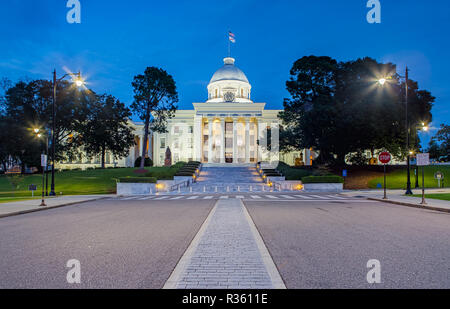 Alabama State Capitol in Montgomery at Night Stock Photo