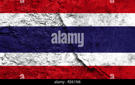 Flag of Costa Rica close up painted on a cracked wall, concept of armed actions and conflicts in the world Stock Photo