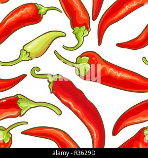 cayenne pepper vector seamless pattern on white background Stock Vector