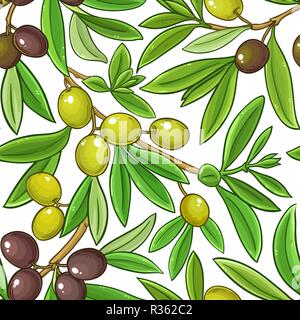 olive vector pattern on white background Stock Vector