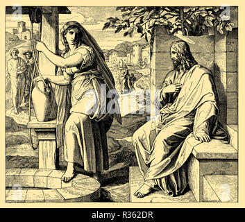 Jesus and the Samaritan woman, Julius Schnorr von Carolsfeld Stock Photo