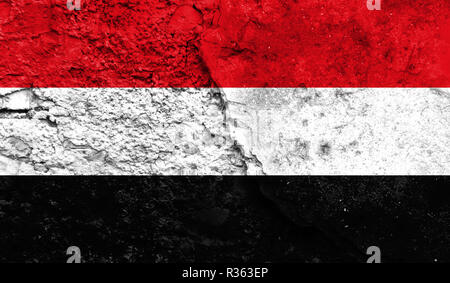 Flag of Yemen close up painted on a cracked wall Stock Photo - Alamy